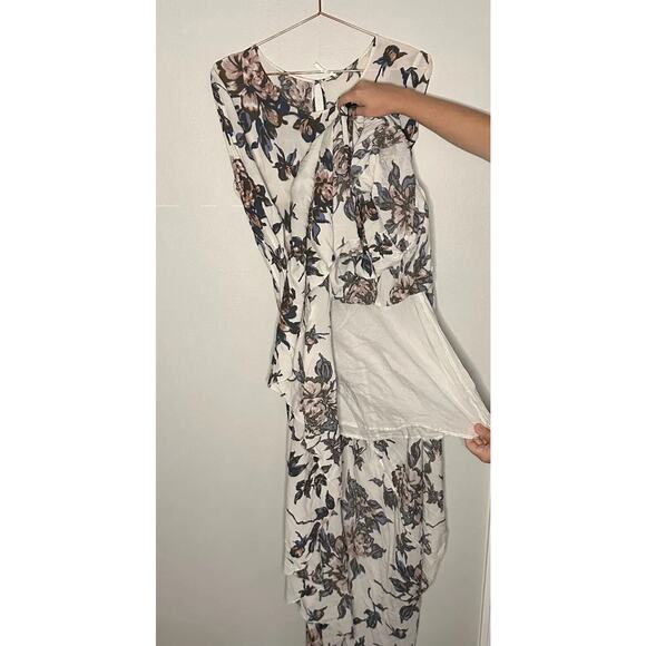 Free People First Kiss Maxi Dress Medium Sleeve Flowy Floral Scoop Neck White - Picture 14 of 16